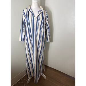 NWT Tuckernuck Blue and Cream Vertical Stripe Maxi Dress Sz M